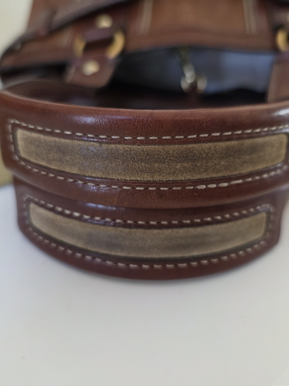Vintage Hamptons Legacy Horsebit Tote & Wallet Set Cognac Embossed Leather Y2K - Picture 8 of 16